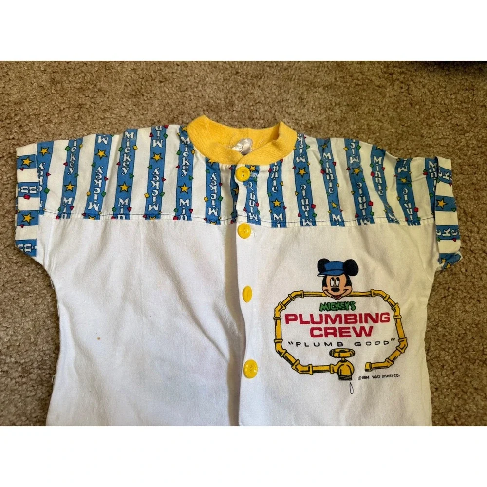 Vintage Mickey Plumbing crew one piece outfit‎ 24 months